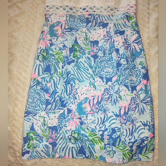 Lilly Pulitzer Liz Dress Coastal Blue Lion Around Size 4 Sundress - Picture 5 of 12